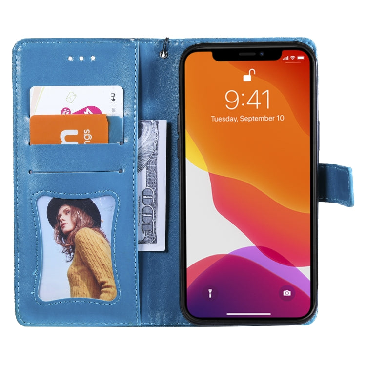 For iPhone 13 Pro Pressed Printing Rattan Flower Pattern Horizontal Flip PU Leather Case with Holder & Card Slots & Wallet & Photo Frame
