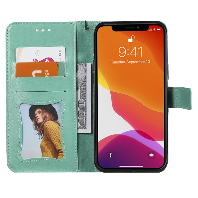 For iPhone 13 Pro Pressed Printing Rattan Flower Pattern Horizontal Flip PU Leather Case with Holder & Card Slots & Wallet & Photo Frame