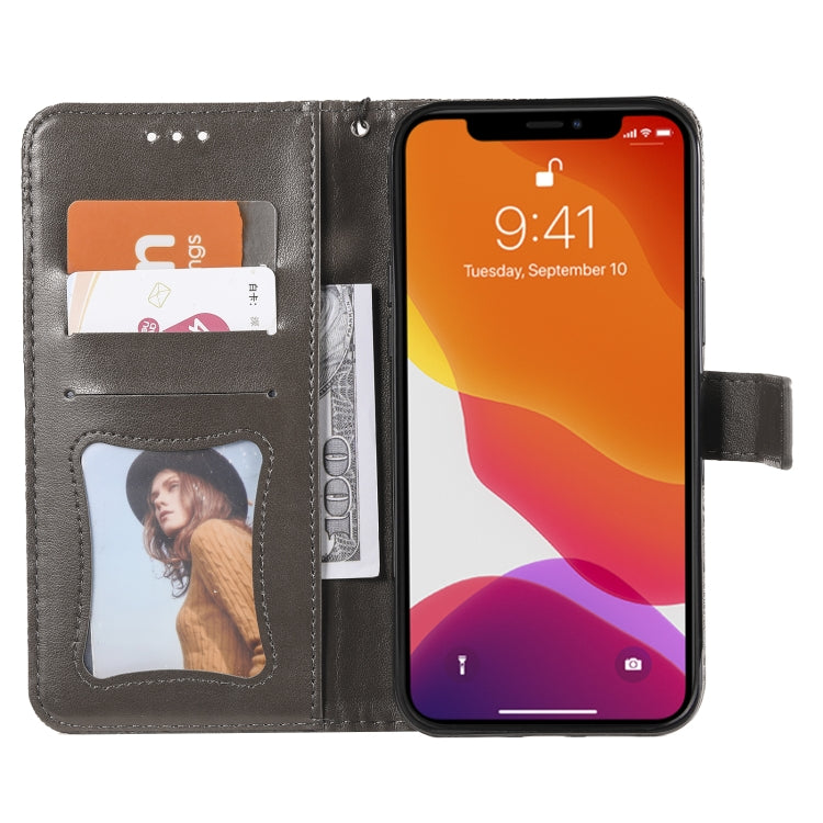 For iPhone 13 Pro Pressed Printing Rattan Flower Pattern Horizontal Flip PU Leather Case with Holder & Card Slots & Wallet & Photo Frame