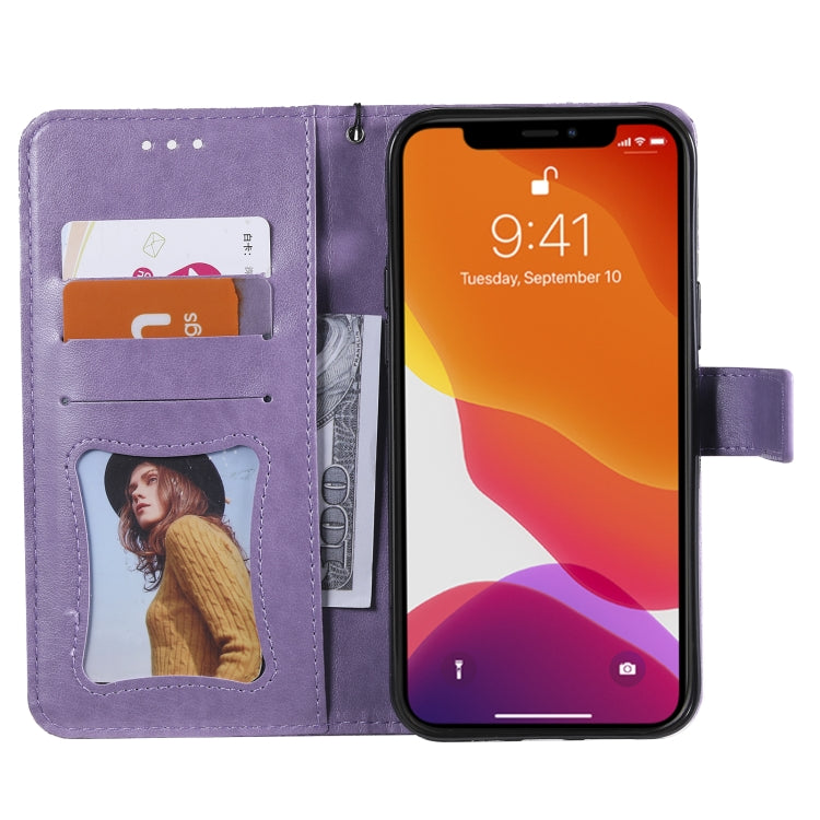 For iPhone 13 Pro Pressed Printing Rattan Flower Pattern Horizontal Flip PU Leather Case with Holder & Card Slots & Wallet & Photo Frame