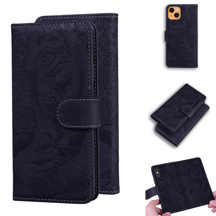 For iPhone 13 mini Tiger Embossing Pattern Horizontal Flip Leather Case with Holder & Card Slots & Wallet