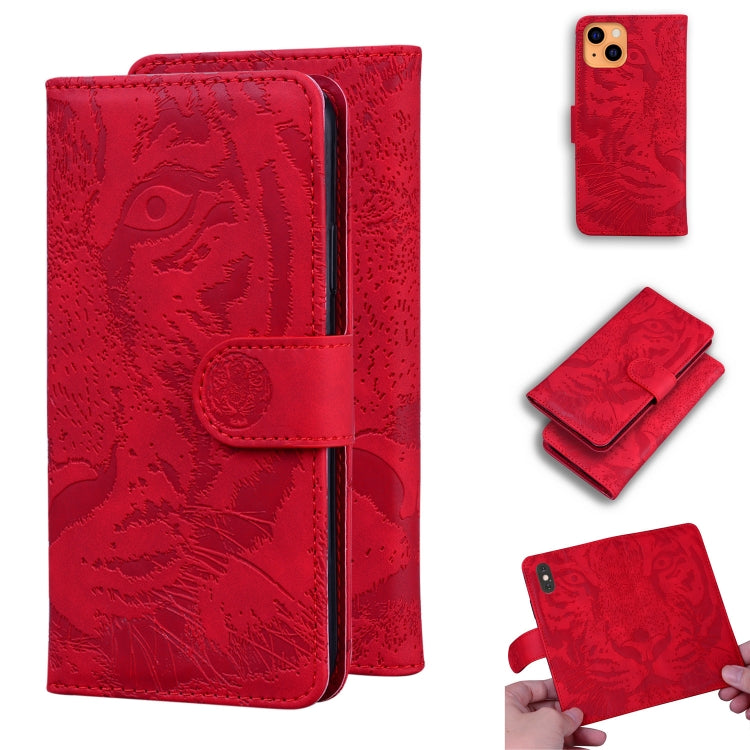 For iPhone 13 Tiger Embossing Pattern Horizontal Flip Leather Case with Holder & Card Slots & Wallet