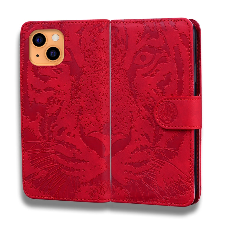 For iPhone 13 Tiger Embossing Pattern Horizontal Flip Leather Case with Holder & Card Slots & Wallet