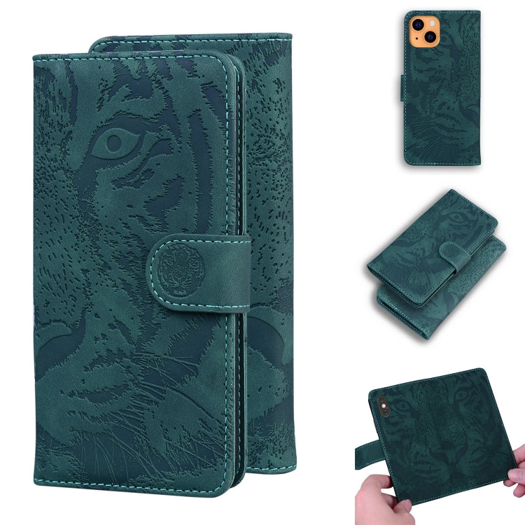 For iPhone 13 Tiger Embossing Pattern Horizontal Flip Leather Case with Holder & Card Slots & Wallet