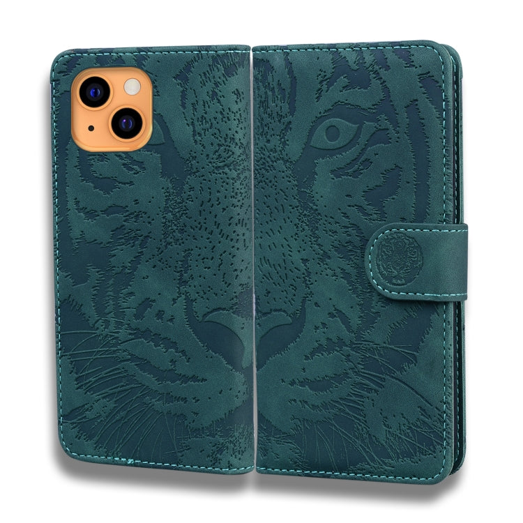 For iPhone 13 Tiger Embossing Pattern Horizontal Flip Leather Case with Holder & Card Slots & Wallet