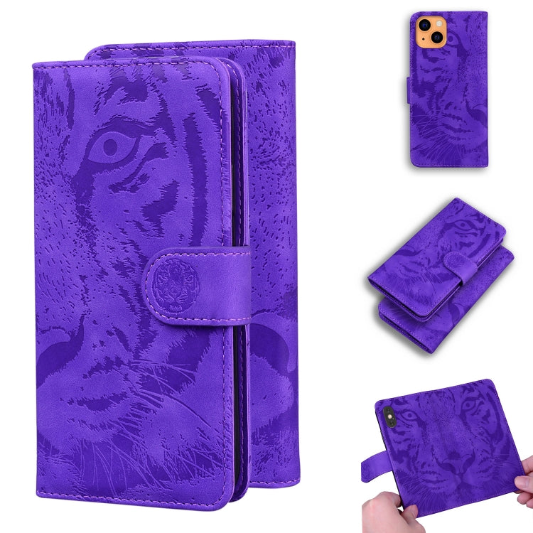 For iPhone 13 Tiger Embossing Pattern Horizontal Flip Leather Case with Holder & Card Slots & Wallet
