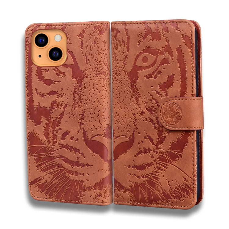 For iPhone 13 Tiger Embossing Pattern Horizontal Flip Leather Case with Holder & Card Slots & Wallet