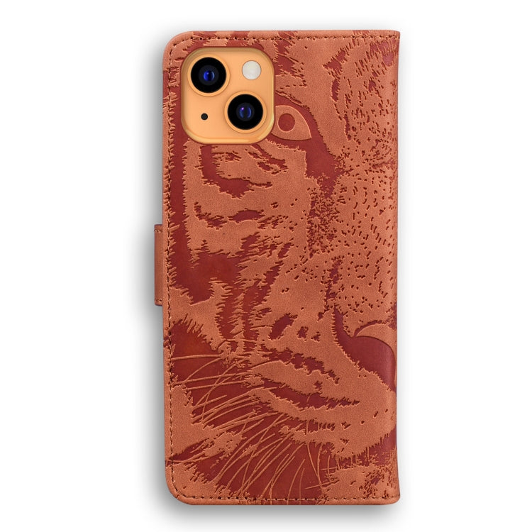 For iPhone 13 Tiger Embossing Pattern Horizontal Flip Leather Case with Holder & Card Slots & Wallet