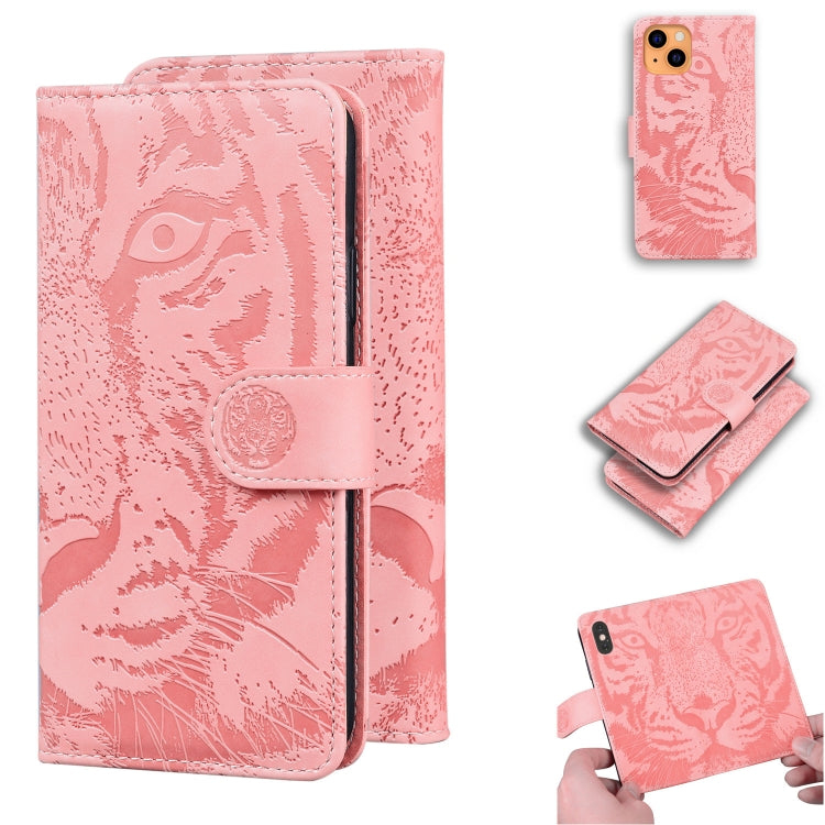 For iPhone 13 Tiger Embossing Pattern Horizontal Flip Leather Case with Holder & Card Slots & Wallet