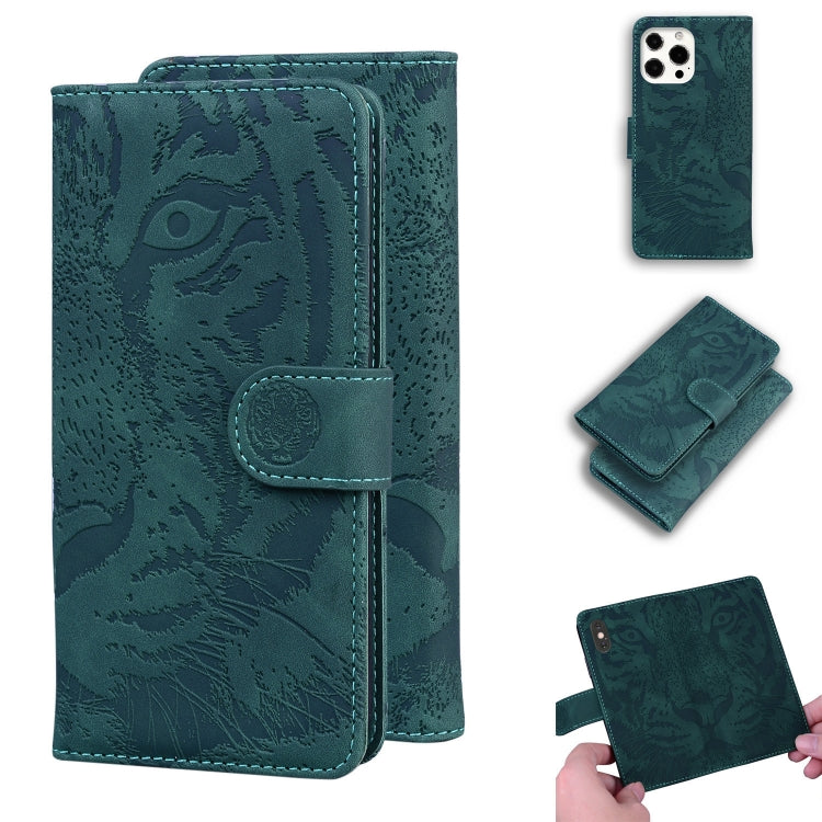 For iPhone 13 Pro Tiger Embossing Pattern Horizontal Flip Leather Case with Holder & Card Slots & Wallet