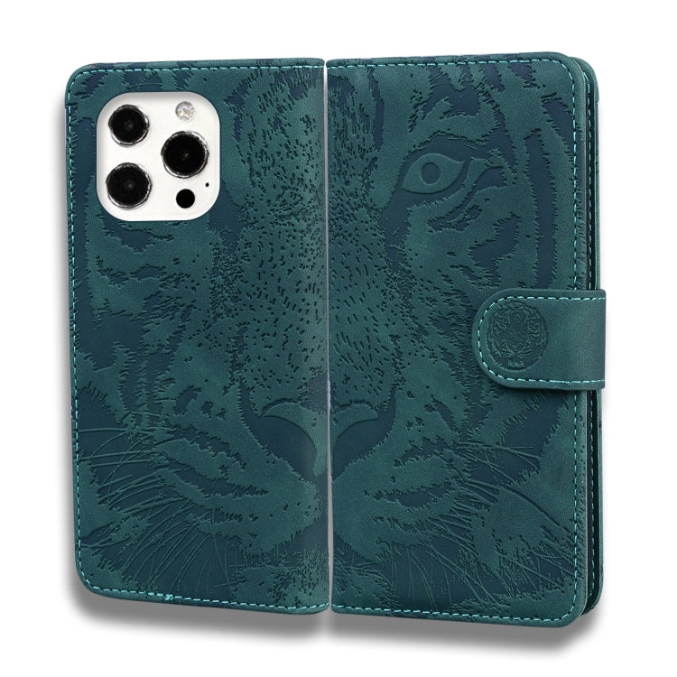 For iPhone 13 Pro Tiger Embossing Pattern Horizontal Flip Leather Case with Holder & Card Slots & Wallet