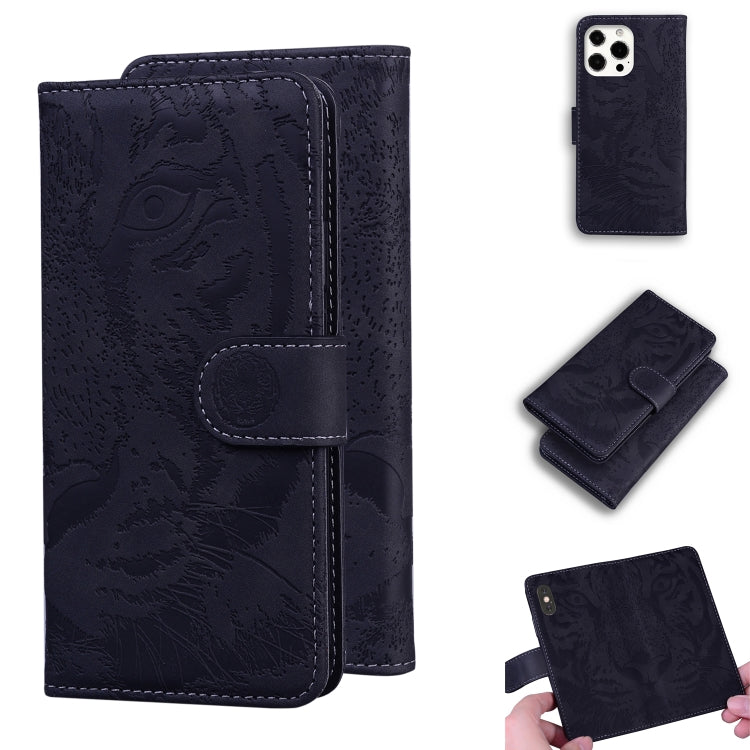 For iPhone 13 Pro Max Tiger Embossing Pattern Horizontal Flip Leather Case with Holder & Card Slots & Wallet