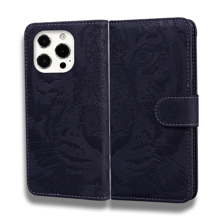 For iPhone 13 Pro Max Tiger Embossing Pattern Horizontal Flip Leather Case with Holder & Card Slots & Wallet
