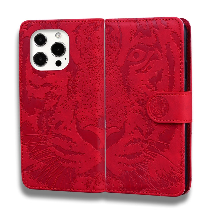 For iPhone 13 Pro Max Tiger Embossing Pattern Horizontal Flip Leather Case with Holder & Card Slots & Wallet