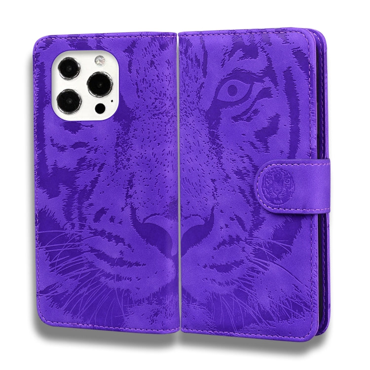 For iPhone 13 Pro Max Tiger Embossing Pattern Horizontal Flip Leather Case with Holder & Card Slots & Wallet