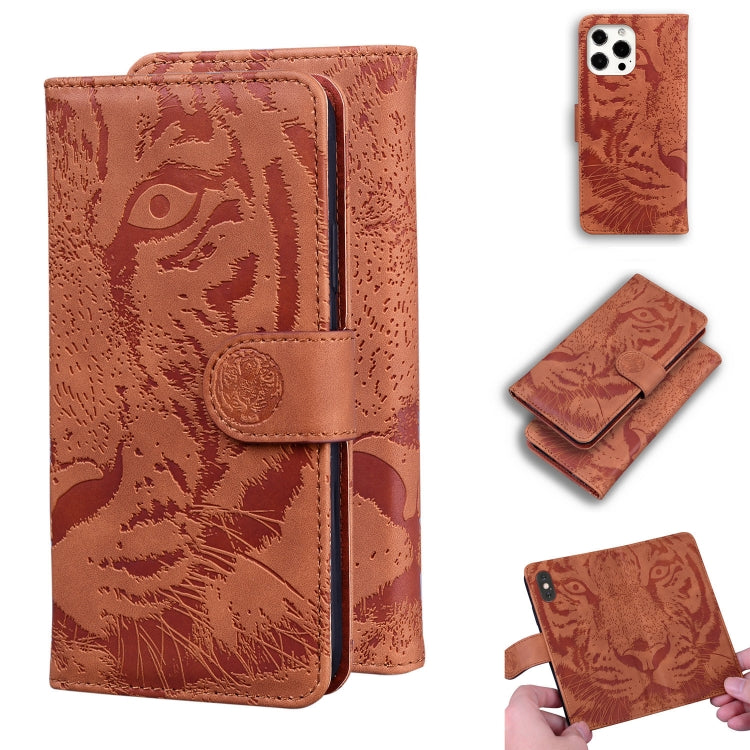 For iPhone 13 Pro Max Tiger Embossing Pattern Horizontal Flip Leather Case with Holder & Card Slots & Wallet