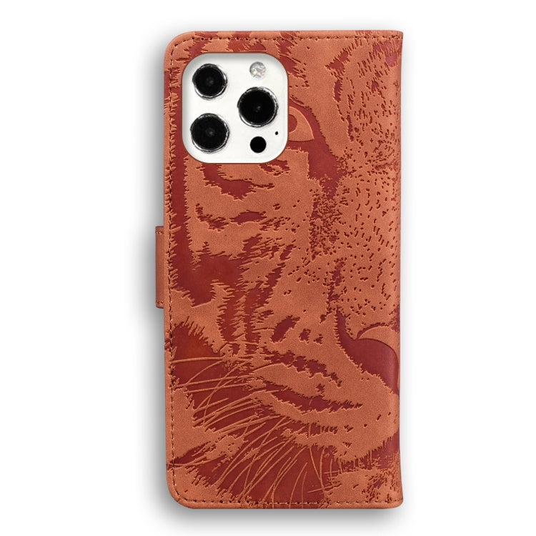 For iPhone 13 Pro Max Tiger Embossing Pattern Horizontal Flip Leather Case with Holder & Card Slots & Wallet