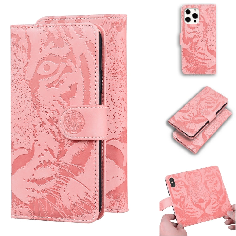For iPhone 13 Pro Max Tiger Embossing Pattern Horizontal Flip Leather Case with Holder & Card Slots & Wallet