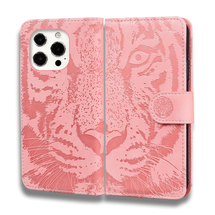 For iPhone 13 Pro Max Tiger Embossing Pattern Horizontal Flip Leather Case with Holder & Card Slots & Wallet