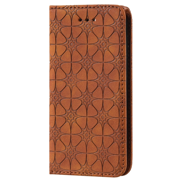 For iPhone 13 mini Lucky Flowers Embossing Pattern Magnetic Horizontal Flip Leather Case with Holder & Card Slots