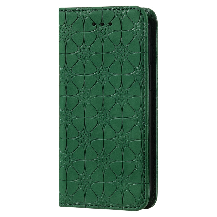 For iPhone 13 mini Lucky Flowers Embossing Pattern Magnetic Horizontal Flip Leather Case with Holder & Card Slots