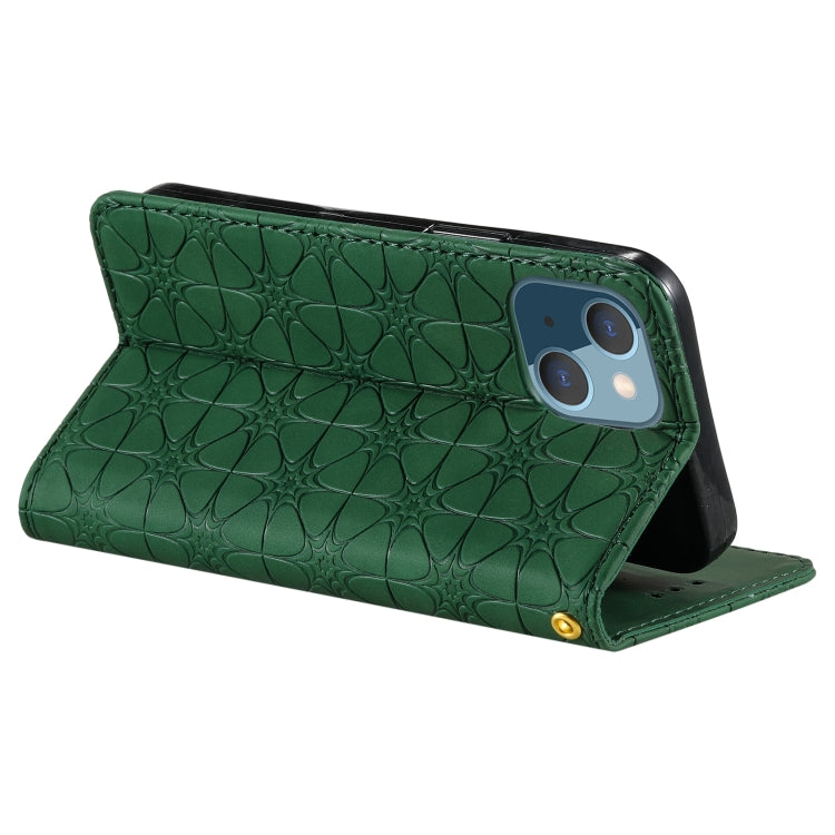 For iPhone 13 mini Lucky Flowers Embossing Pattern Magnetic Horizontal Flip Leather Case with Holder & Card Slots