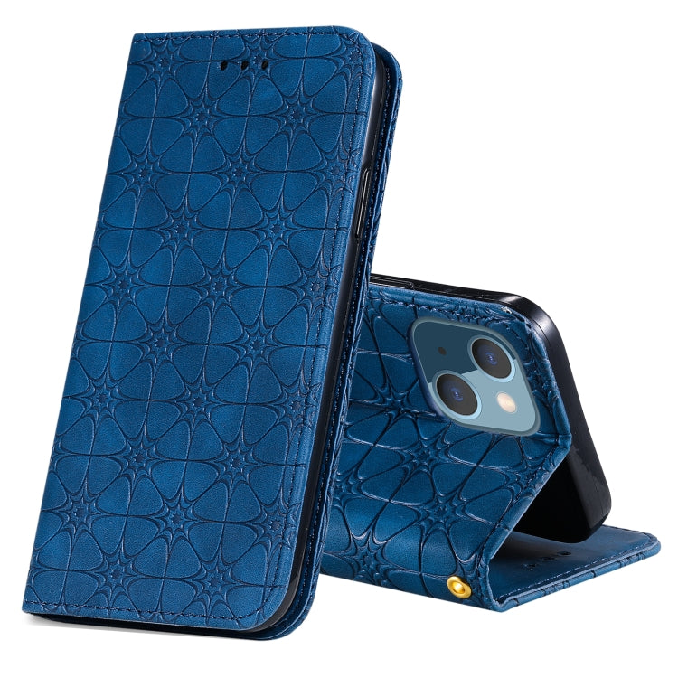 For iPhone 13 mini Lucky Flowers Embossing Pattern Magnetic Horizontal Flip Leather Case with Holder & Card Slots
