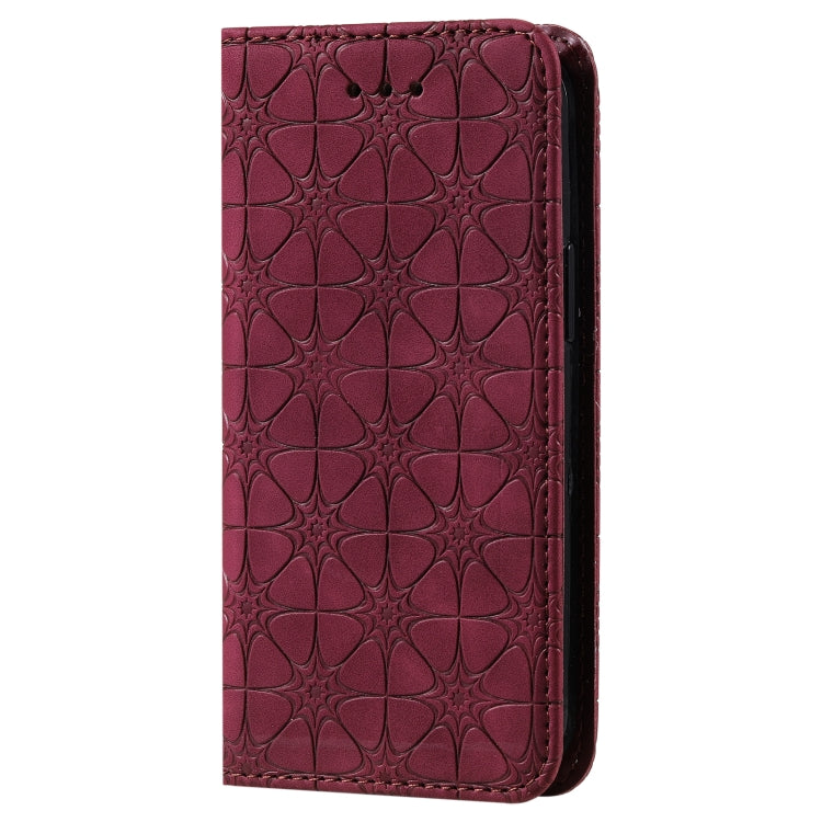 For iPhone 13 mini Lucky Flowers Embossing Pattern Magnetic Horizontal Flip Leather Case with Holder & Card Slots