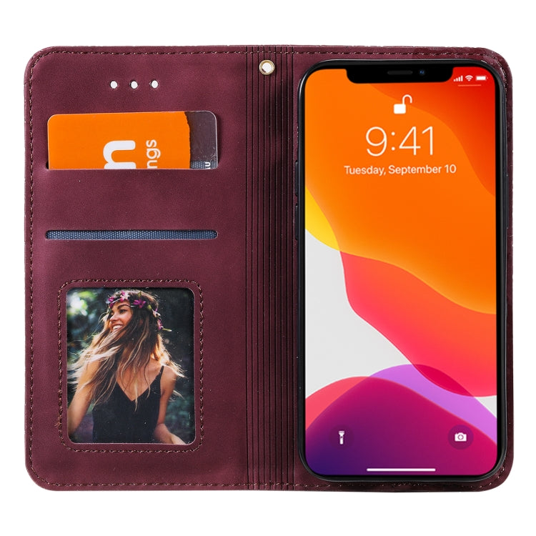 For iPhone 13 mini Lucky Flowers Embossing Pattern Magnetic Horizontal Flip Leather Case with Holder & Card Slots