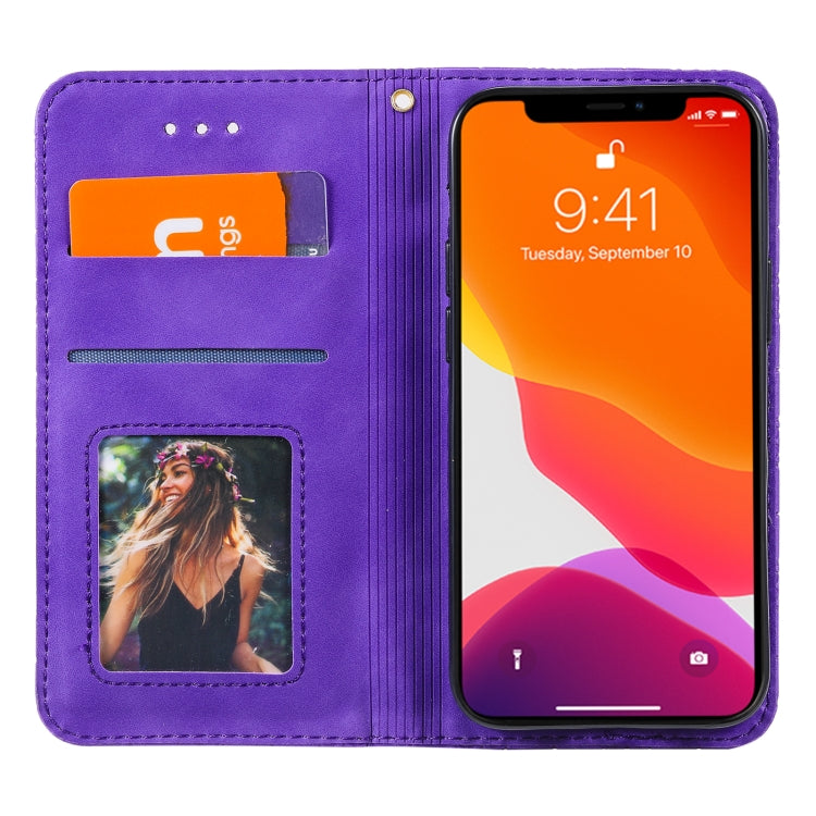 For iPhone 13 mini Lucky Flowers Embossing Pattern Magnetic Horizontal Flip Leather Case with Holder & Card Slots