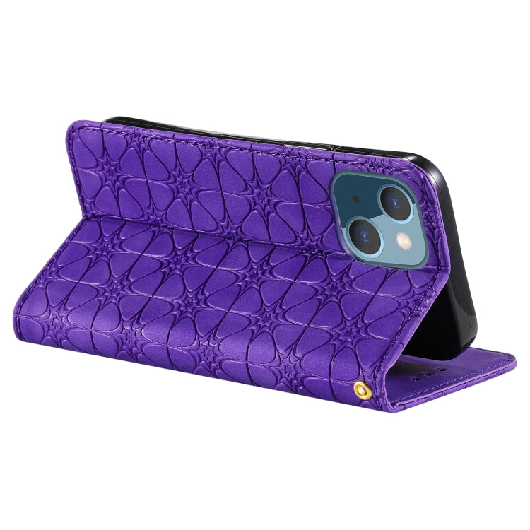 For iPhone 13 mini Lucky Flowers Embossing Pattern Magnetic Horizontal Flip Leather Case with Holder & Card Slots