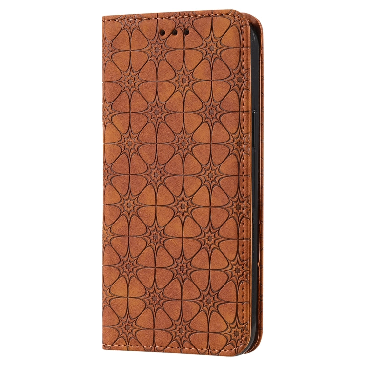 For iPhone 13 Pro Max Lucky Flowers Embossing Pattern Magnetic Horizontal Flip Leather Case with Holder & Card Slots