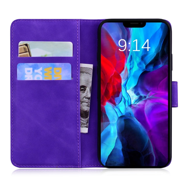 For iPhone 13 mini Skin Feel Pure Color Horizontal Flip Leather Case with Holder & Card Slots & Wallet