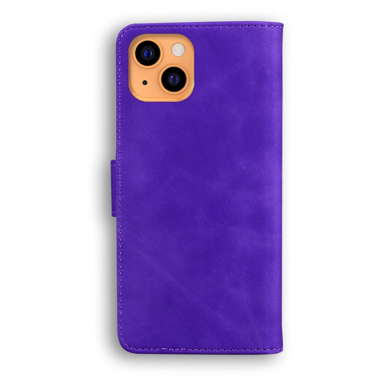 For iPhone 13 Skin Feel Pure Color Horizontal Flip Leather Case with Holder & Card Slots & Wallet