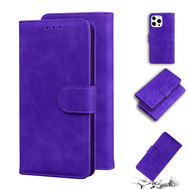 For iPhone 13 Pro Skin Feel Pure Color Horizontal Flip Leather Case with Holder & Card Slots & Wallet