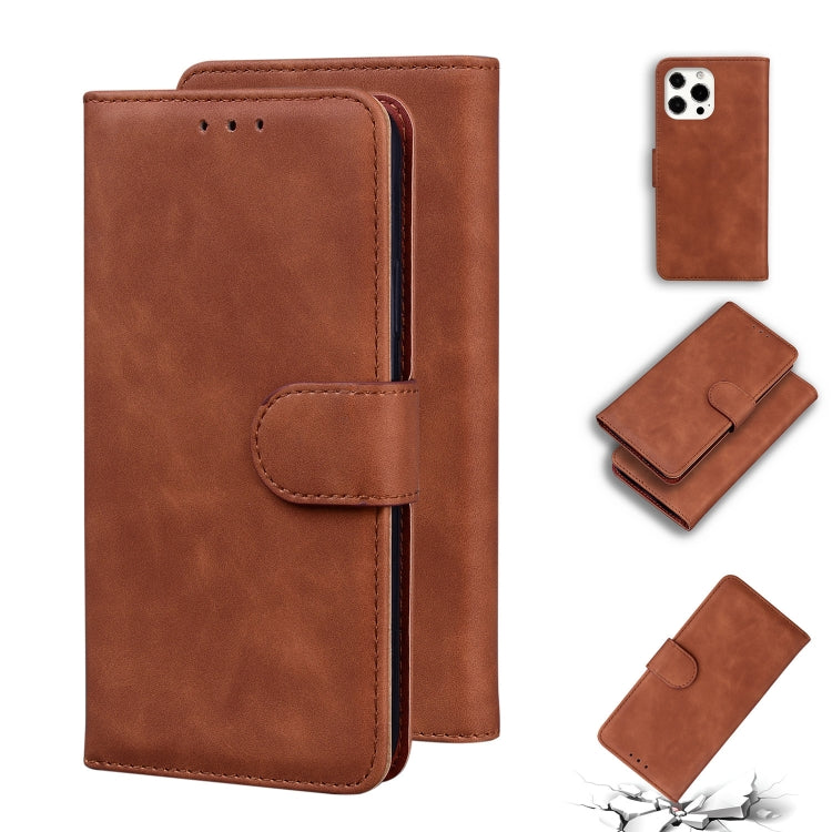 For iPhone 13 Pro Skin Feel Pure Color Horizontal Flip Leather Case with Holder & Card Slots & Wallet