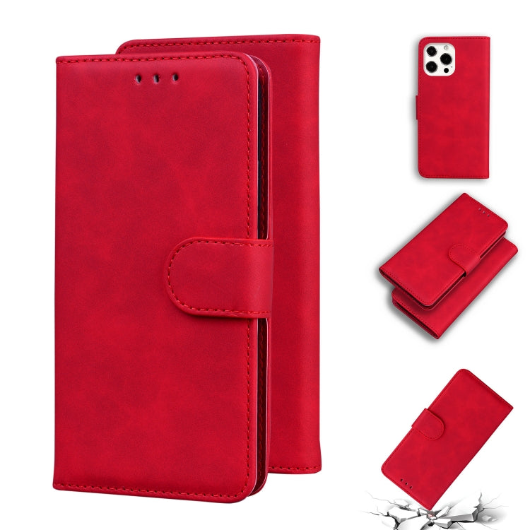 For iPhone 13 Pro Max Skin Feel Pure Color Horizontal Flip Leather Case with Holder & Card Slots & Wallet