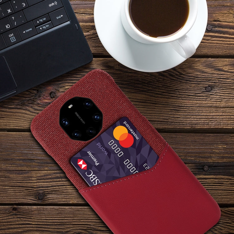 For Huawei Mate 40 RS Cloth Texture PC + PU Leather Back Cover Shockproof Case with Card Slot