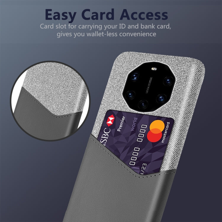 For Huawei Mate 40 RS Cloth Texture PC + PU Leather Back Cover Shockproof Case with Card Slot