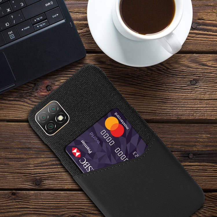 For Huawei Enjoy 20 5G Cloth Texture PC + PU Leather Back Cover Shockproof Case with Card Slot
