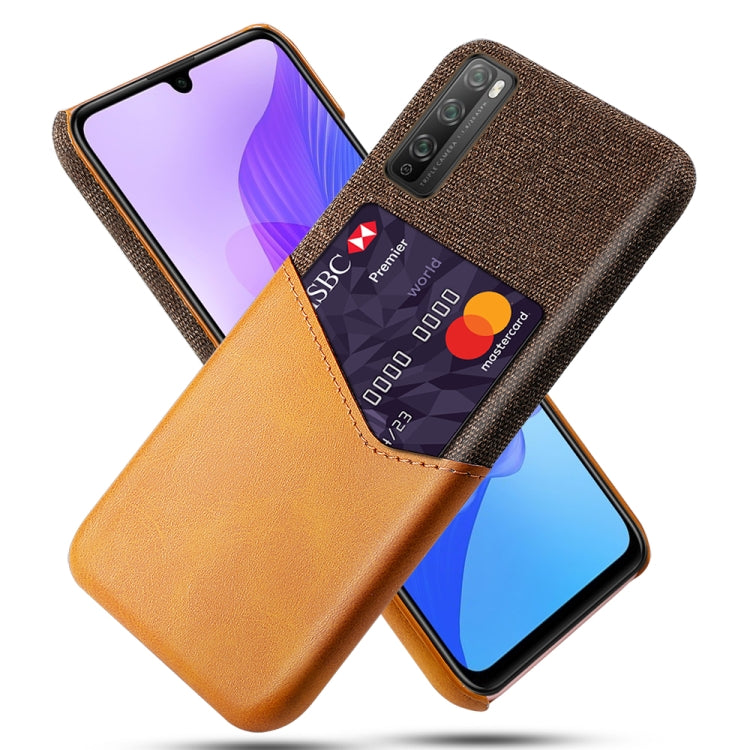 For Huawei Enjoy 20 Pro Cloth Texture PC + PU Leather Back Cover Shockproof Case with Card Slot