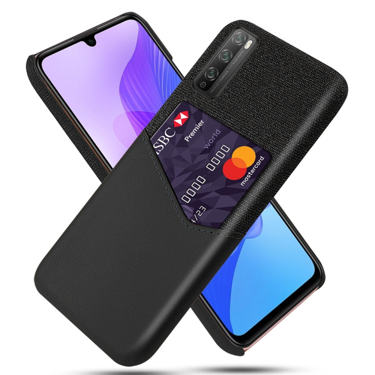 For Huawei Enjoy 20 Pro Cloth Texture PC + PU Leather Back Cover Shockproof Case with Card Slot
