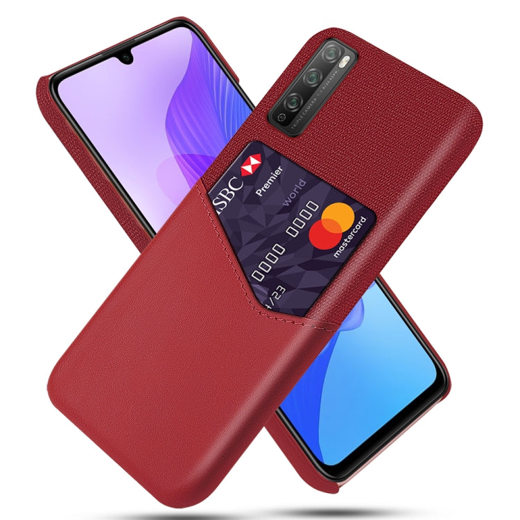 For Huawei Enjoy 20 Pro Cloth Texture PC + PU Leather Back Cover Shockproof Case with Card Slot
