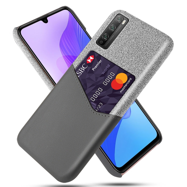 For Huawei Enjoy 20 Pro Cloth Texture PC + PU Leather Back Cover Shockproof Case with Card Slot