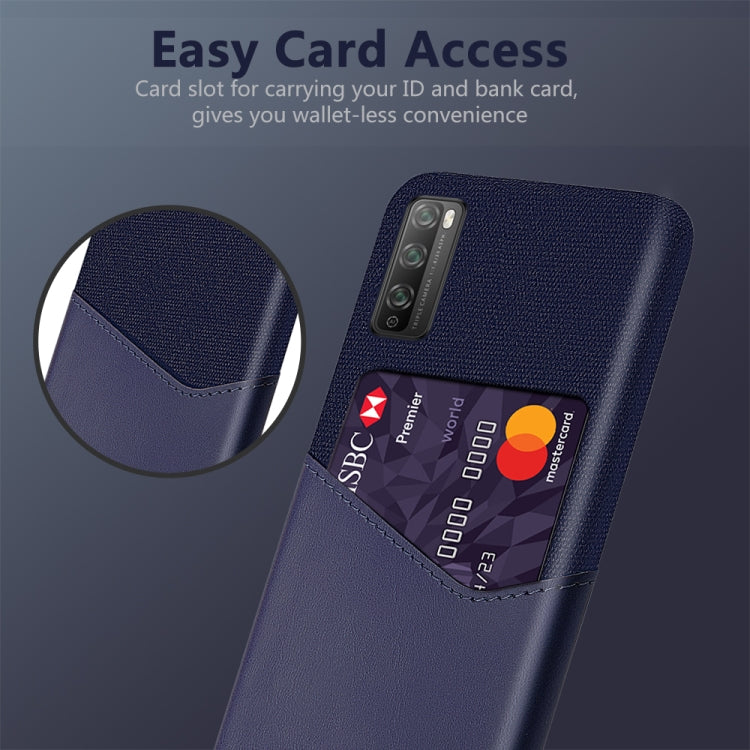For Huawei Enjoy 20 Pro Cloth Texture PC + PU Leather Back Cover Shockproof Case with Card Slot