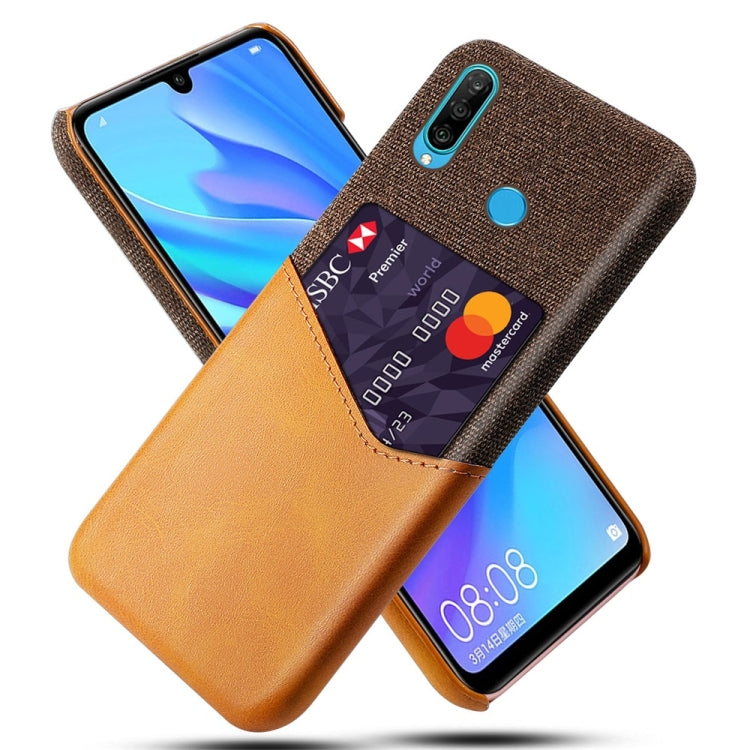For Huawei P30 Lite Cloth Texture PC + PU Leather Back Cover Shockproof Case with Card Slot