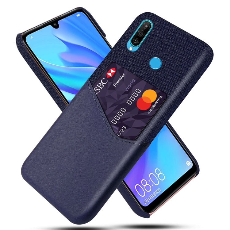 For Huawei P30 Lite Cloth Texture PC + PU Leather Back Cover Shockproof Case with Card Slot