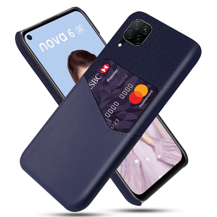 For Huawei P40 Lite Cloth Texture PC + PU Leather Back Cover Shockproof Case with Card Slot