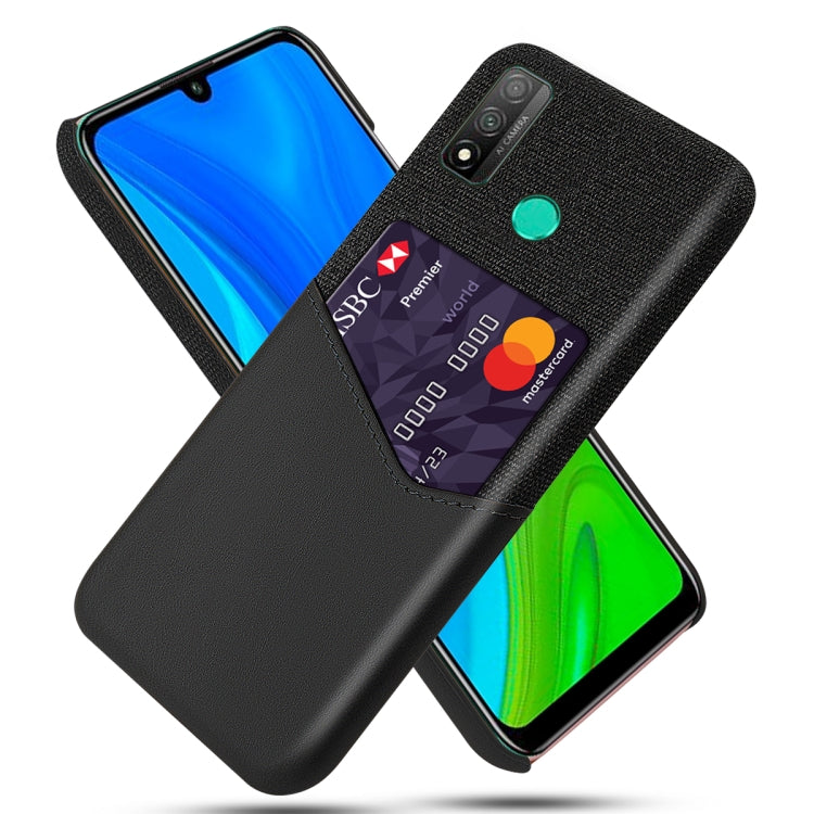 For Huawei P smart 2020 Cloth Texture PC + PU Leather Back Cover Shockproof Case with Card Slot