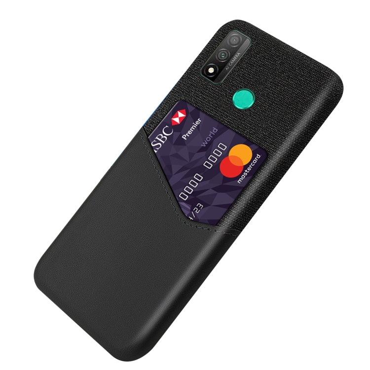 For Huawei P smart 2020 Cloth Texture PC + PU Leather Back Cover Shockproof Case with Card Slot